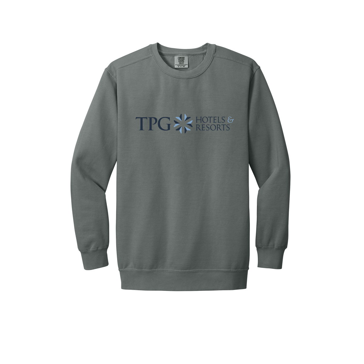 tpghotelsandresorts-premium-comfort-crewneck-dtf-front-1566-grey-flat-front