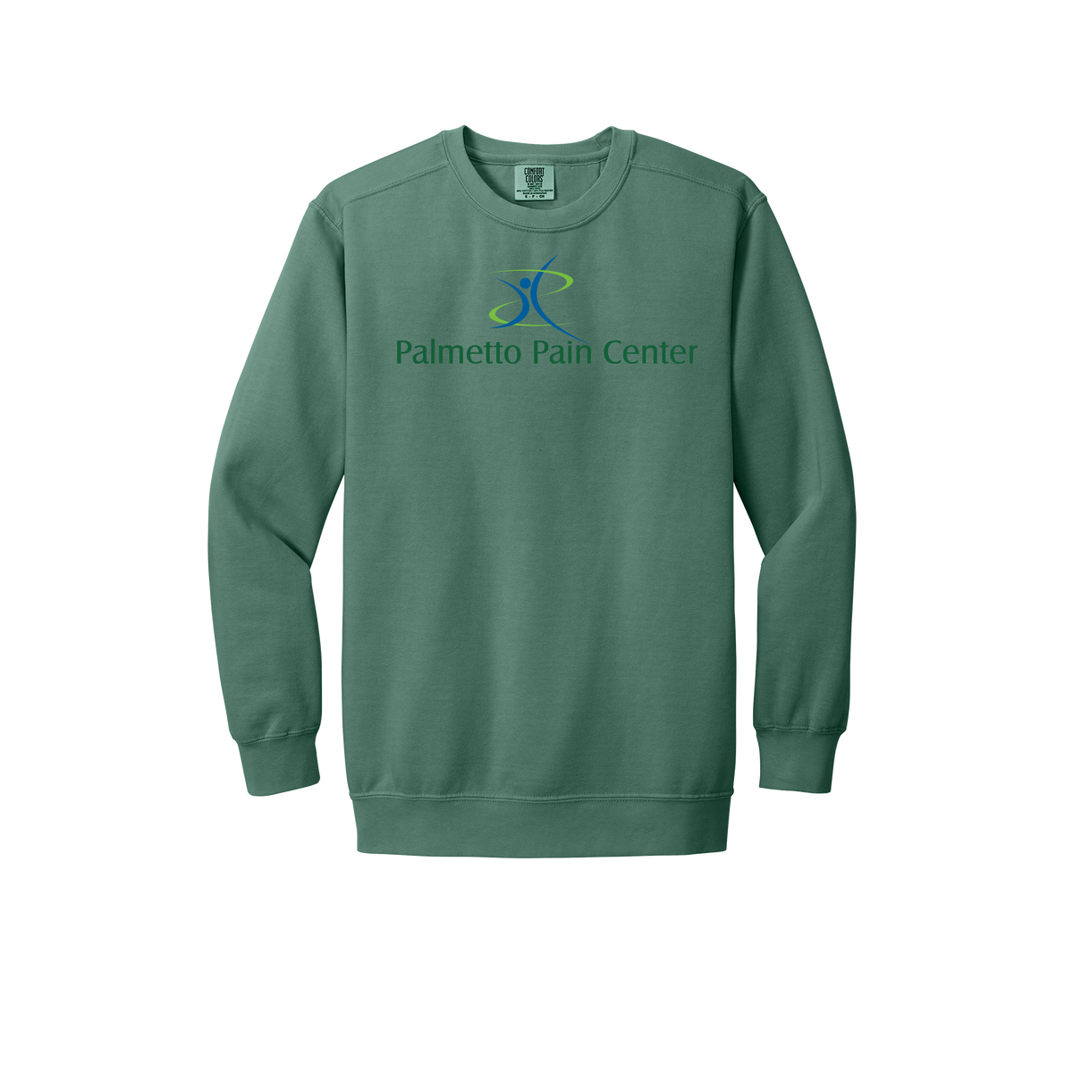 palmetto-pain-center-premium-clinic-comfort-crewneck-dtf-front-1566-lightgreen-flat-front