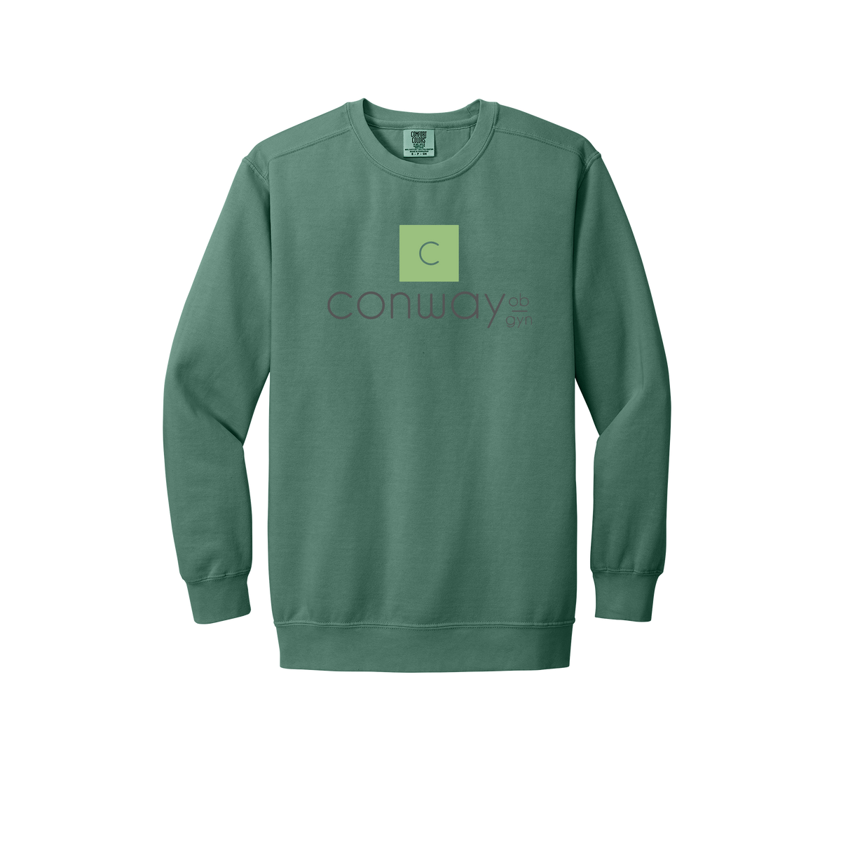 conwayobgyn-premium-clinic-comfort-crewneck-dtf-front-1566-lightgreen-flat-front