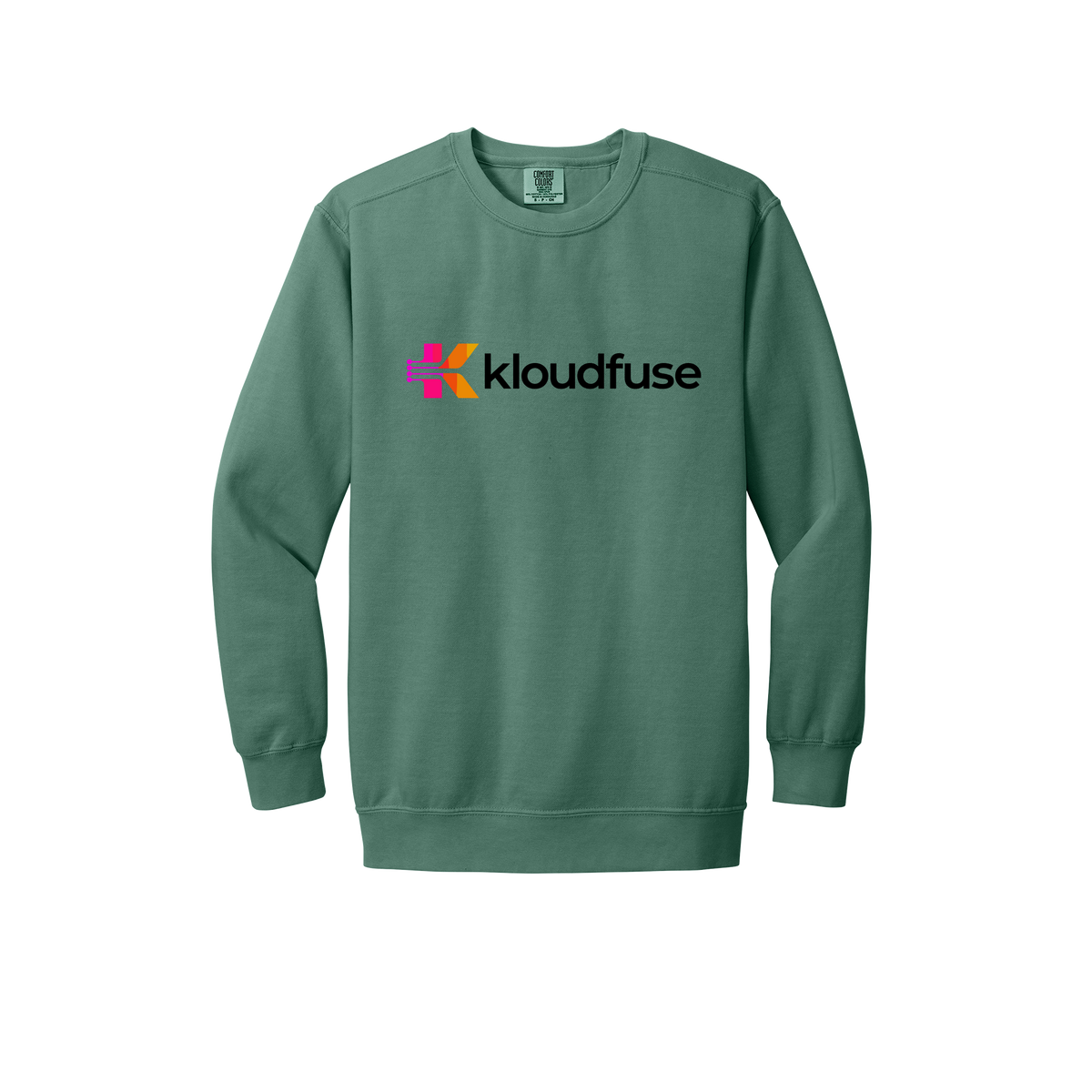 kloudfuse-premium-comfort-crewneck-dtf-front-1566-lightgreen-flat-front