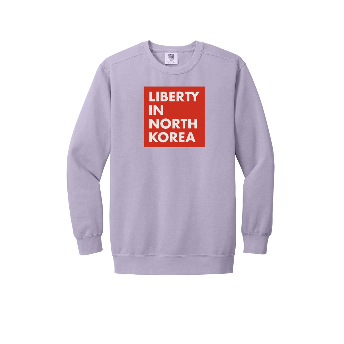 libertyinnorthkorea-premium-comfort-crewneck-dtf-front-1566-orchid-flat-front