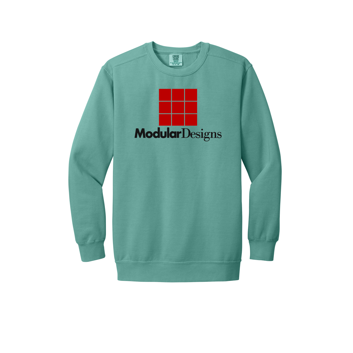 modulardesignsflooring-premium-comfort-crewneck-dtf-front-1566-seafoam-flat-front