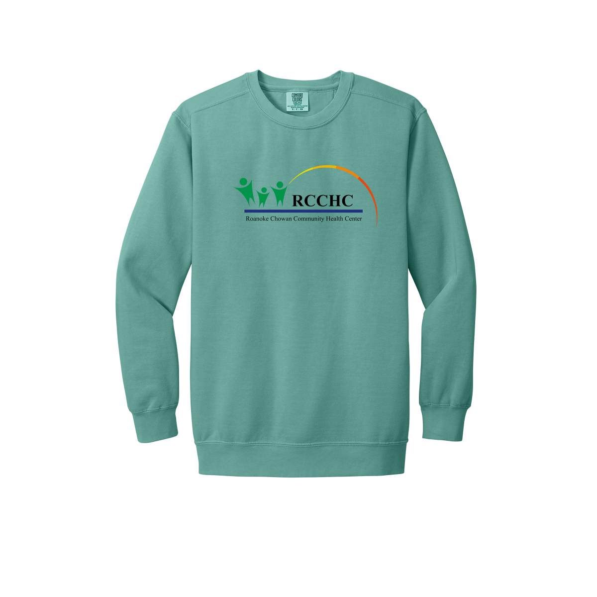 rcchc-premium-clinic-comfort-crewneck-dtf-front-1566-seafoam-flat-front