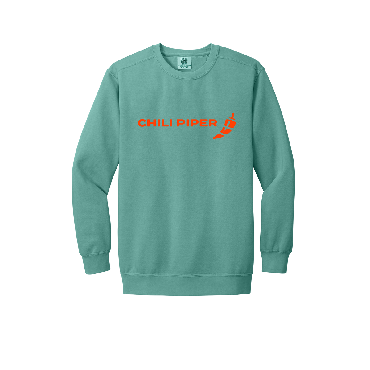 chilipiper-premium-comfort-crewneck-dtf-front-1566-seafoam-flat-front