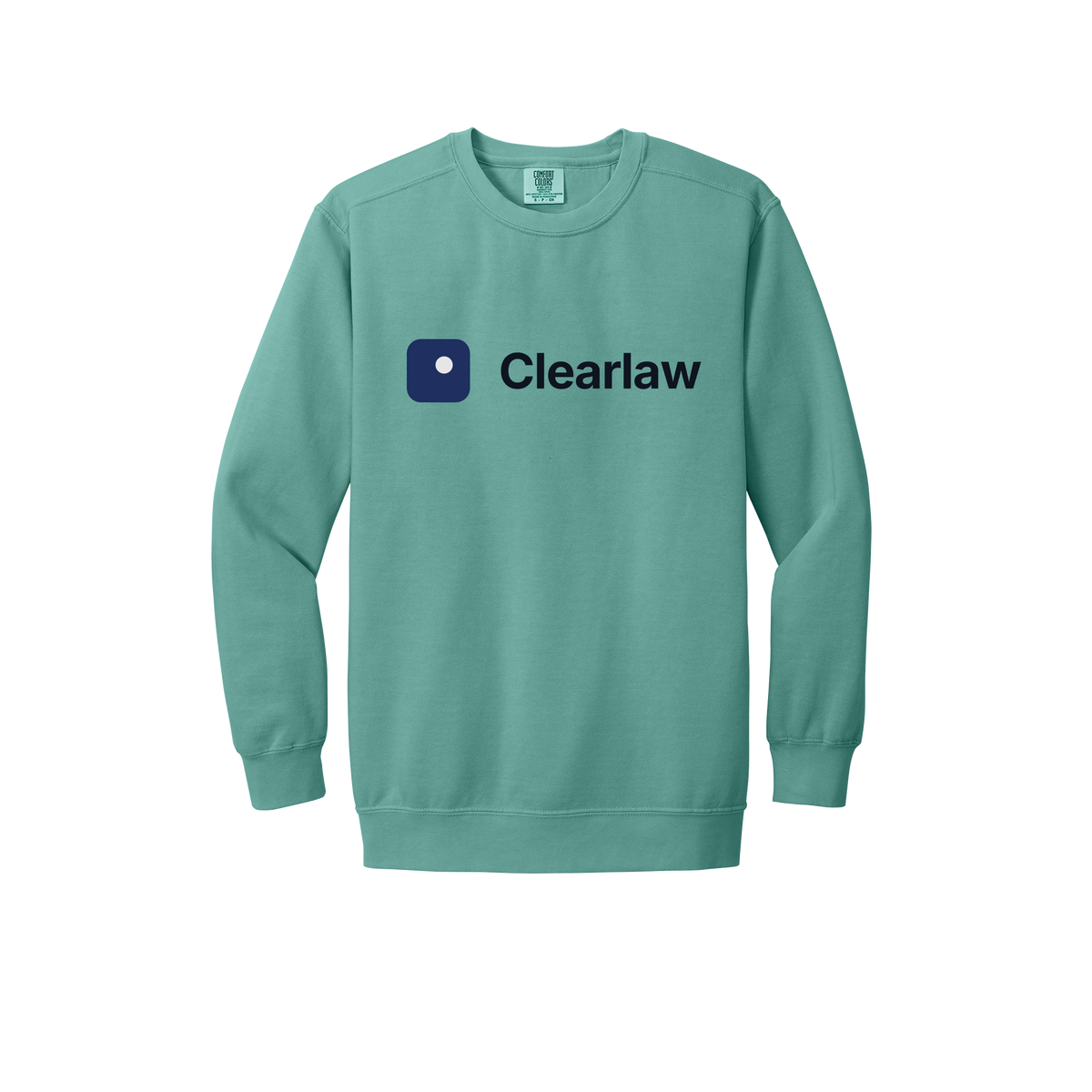 clearlaw-premium-comfort-crewneck-dtf-front-1566-seafoam-flat-front