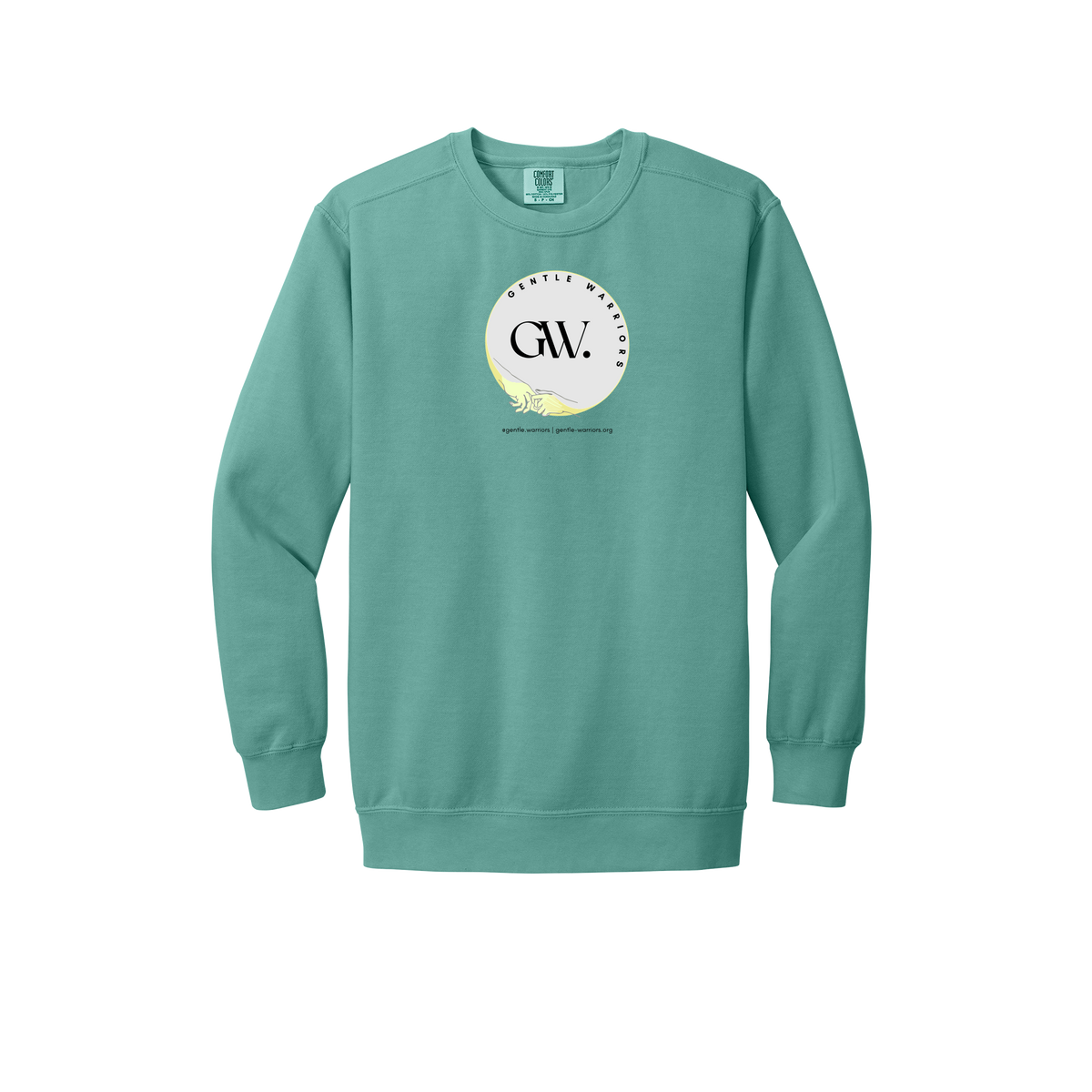 gentle-warriors-premium-comfort-crewneck-dtf-front-1566-seafoam-flat-front