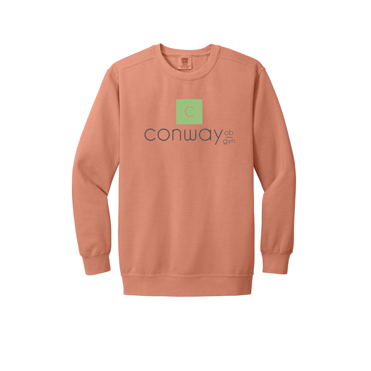 conwayobgyn-premium-clinic-comfort-crewneck-dtf-front-1566-terracotta-flat-front