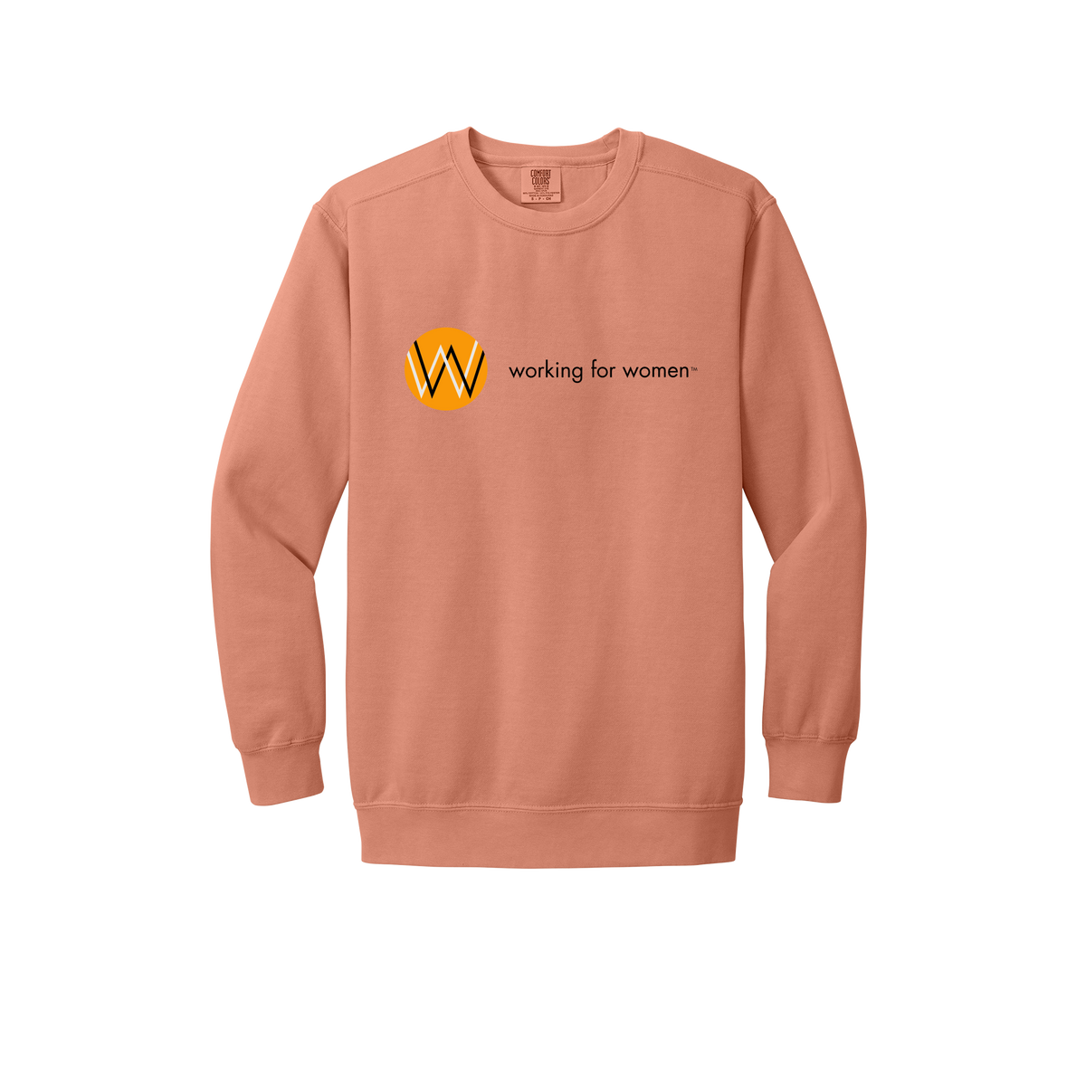 workingforwomen-premium-comfort-crewneck-dtf-front-1566-terracotta-flat-front
