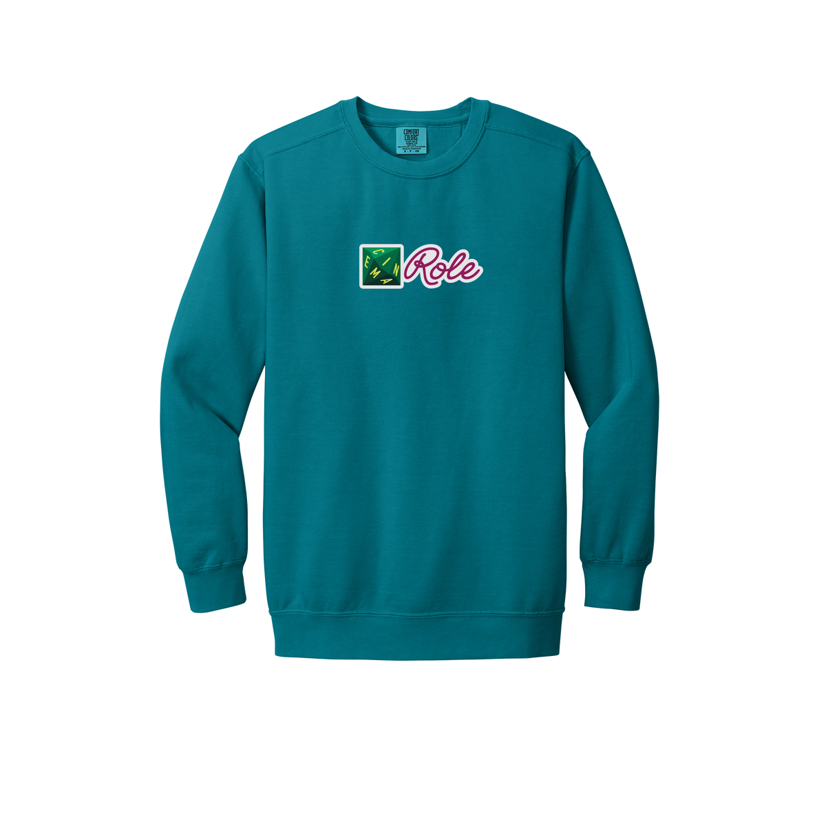 cinemarole-premium-comfort-crewneck-dtf-front-1566-topazblue-flat-front