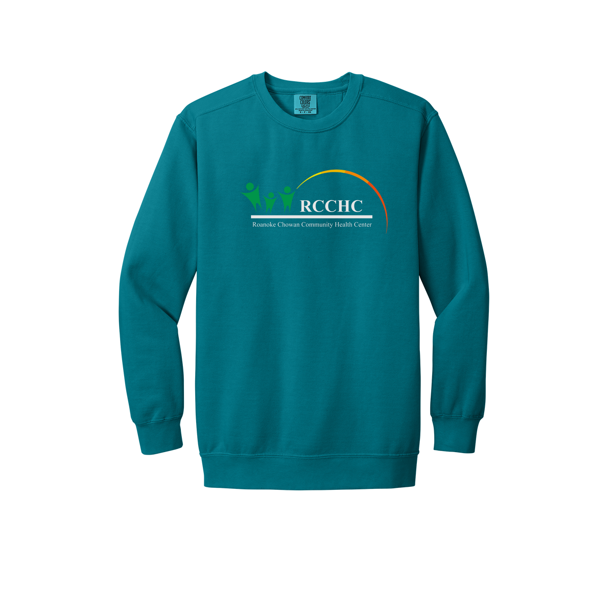 rcchc-premium-clinic-comfort-crewneck-dtf-front-1566-topazblue-flat-front