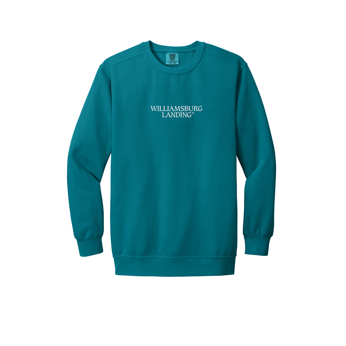 williamsburglanding-premium-comfort-crewneck-dtf-front-1566-topazblue-flat-front