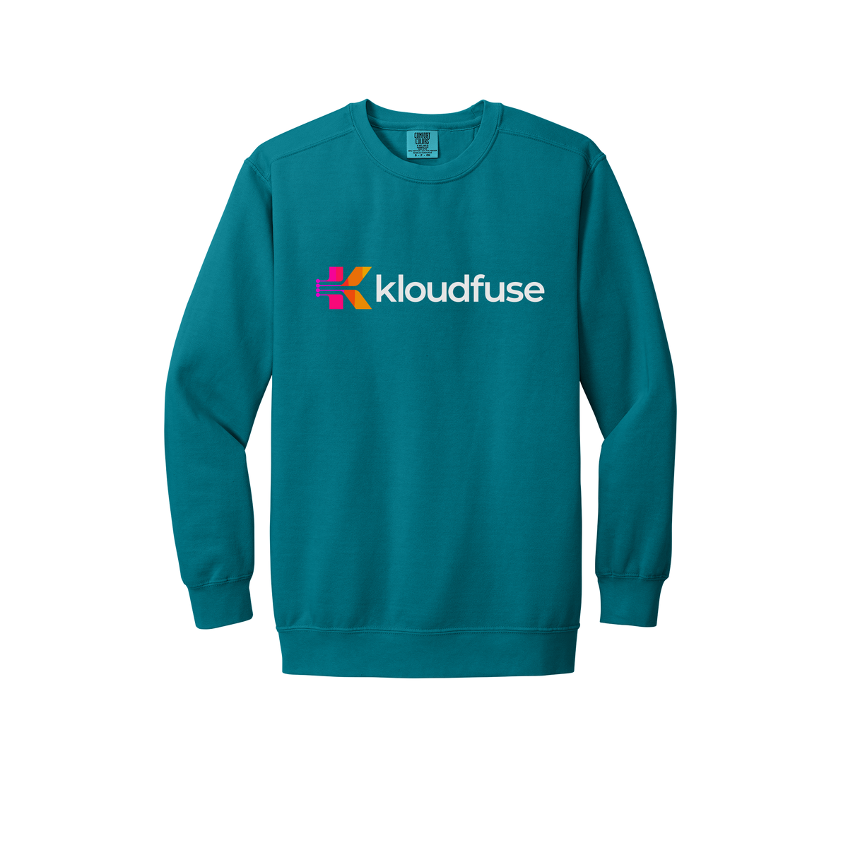 kloudfuse-premium-comfort-crewneck-dtf-front-1566-topazblue-flat-front
