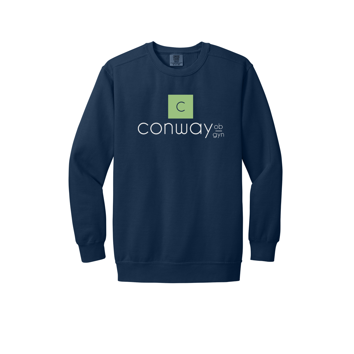 conwayobgyn-premium-clinic-comfort-crewneck-dtf-front-1566-truenavy-flat-front