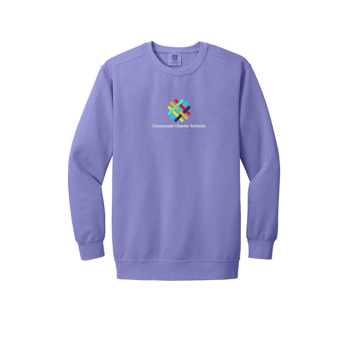 crossroadsschoolskc-premium-comfort-crewneck-dtf-front-1566-violet-flat-front