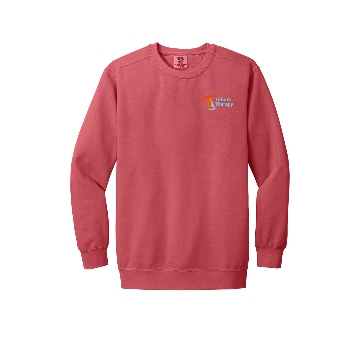 tiltonstherapy-premium-comfort-crewneck-dtf-leftchest-1566-watermelon-flat-front