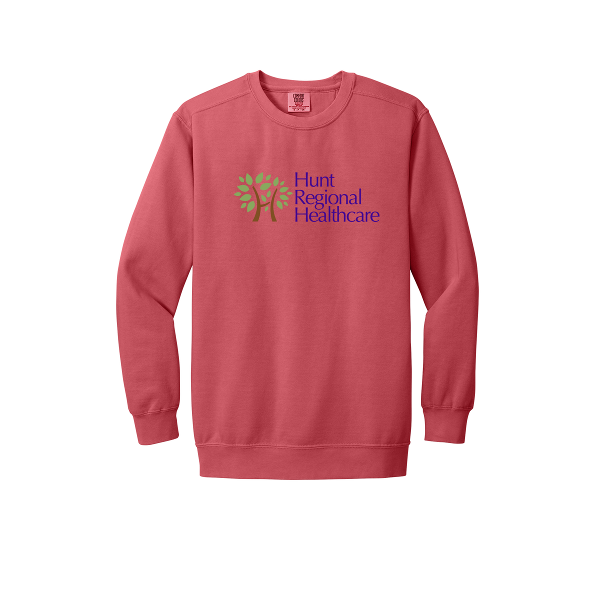 huntregional-premium-clinic-comfort-crewneck-dtf-front-1566-watermelon-flat-front