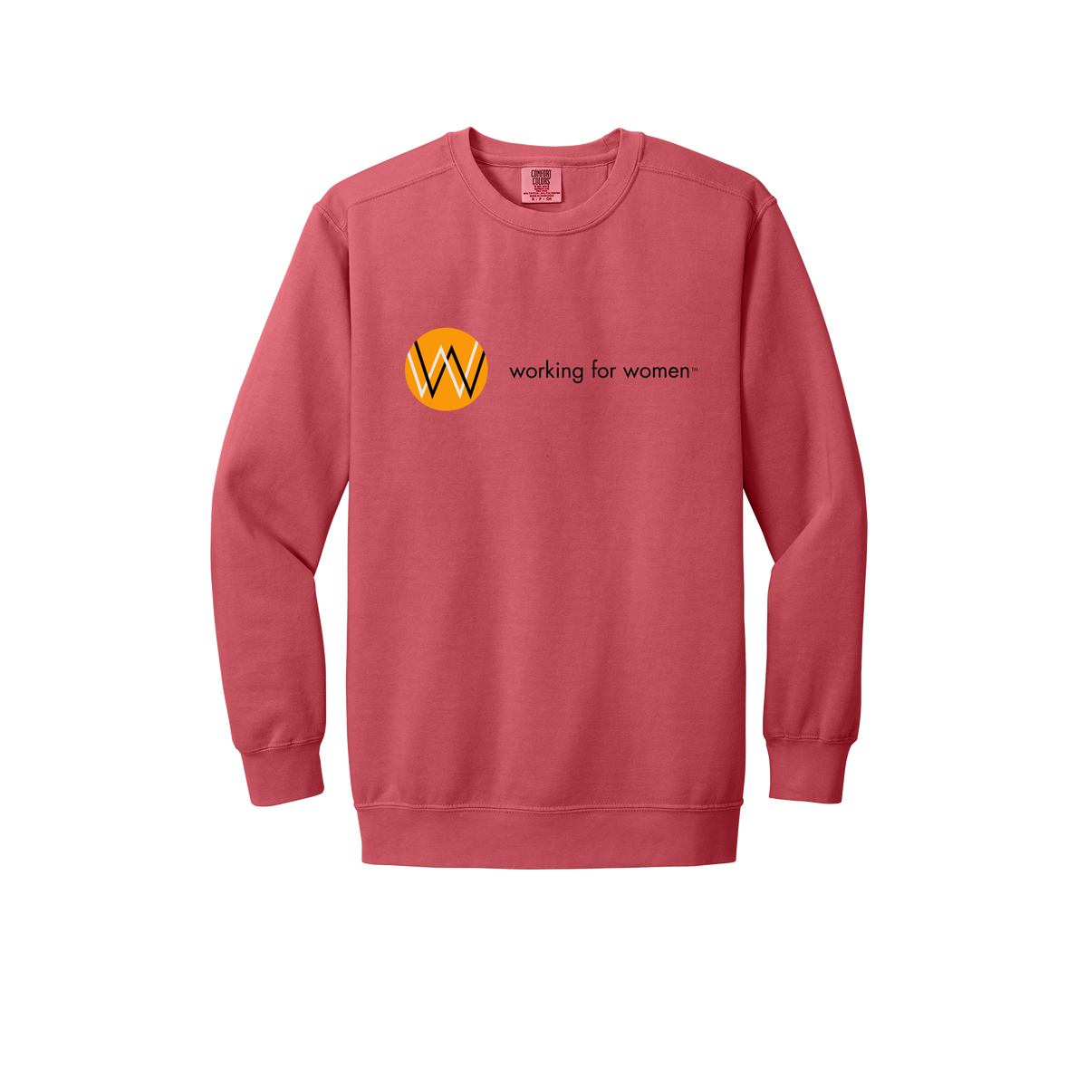 workingforwomen-premium-comfort-crewneck-dtf-front-1566-watermelon-flat-front
