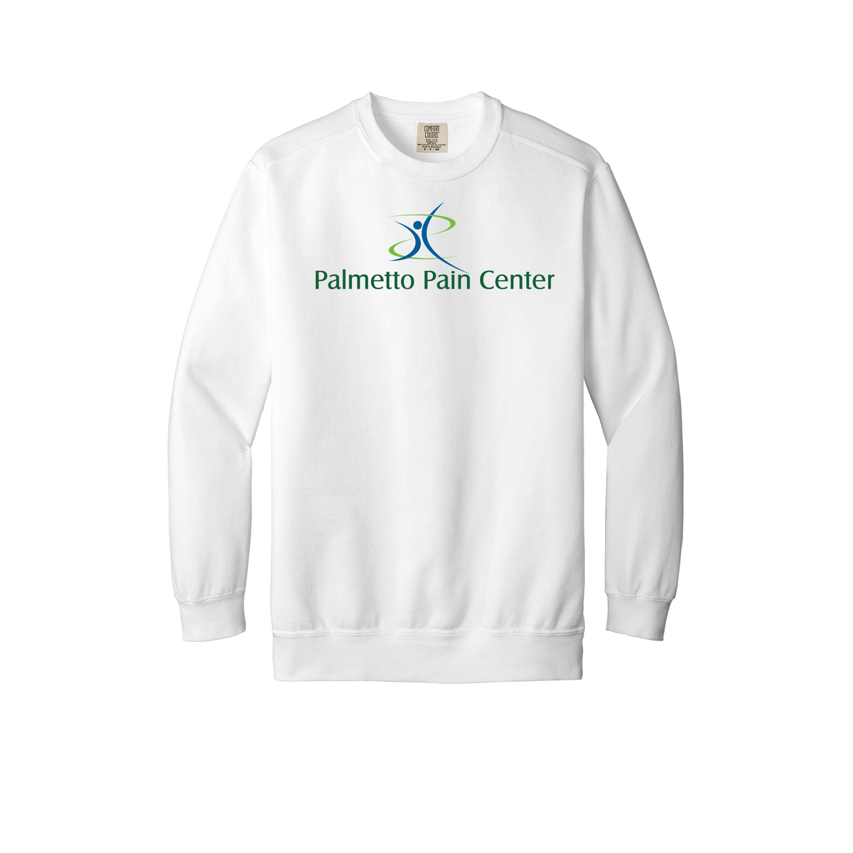 palmetto-pain-center-premium-clinic-comfort-crewneck-dtf-front-1566-white-flat-front