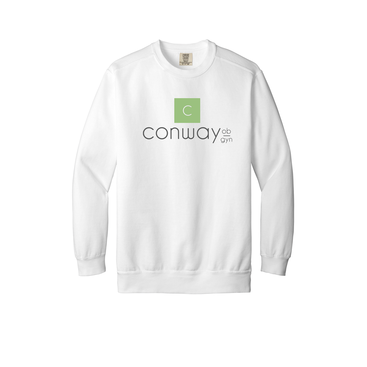 conwayobgyn-premium-clinic-comfort-crewneck-dtf-front-1566-white-flat-front