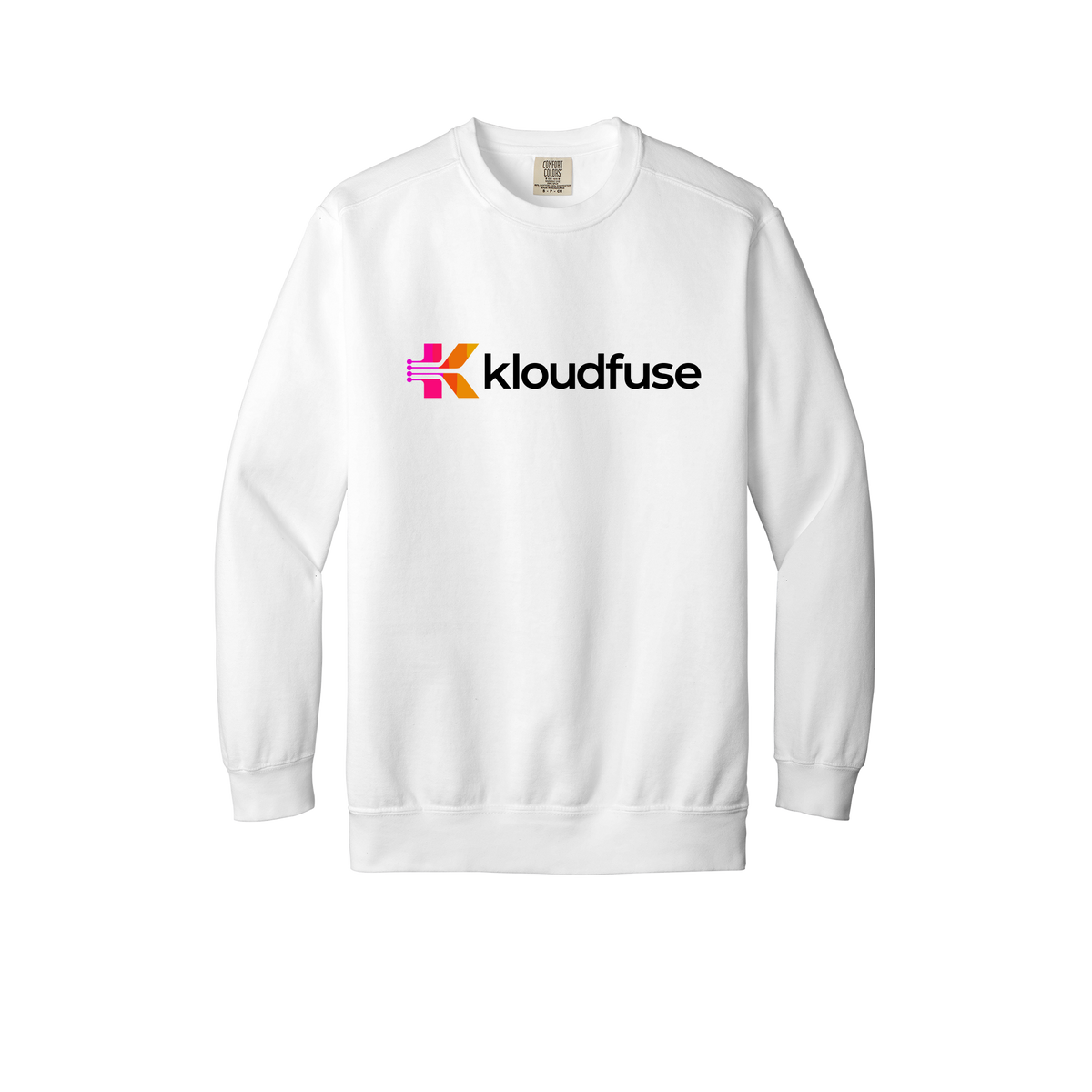 kloudfuse-premium-comfort-crewneck-dtf-front-1566-white-flat-front