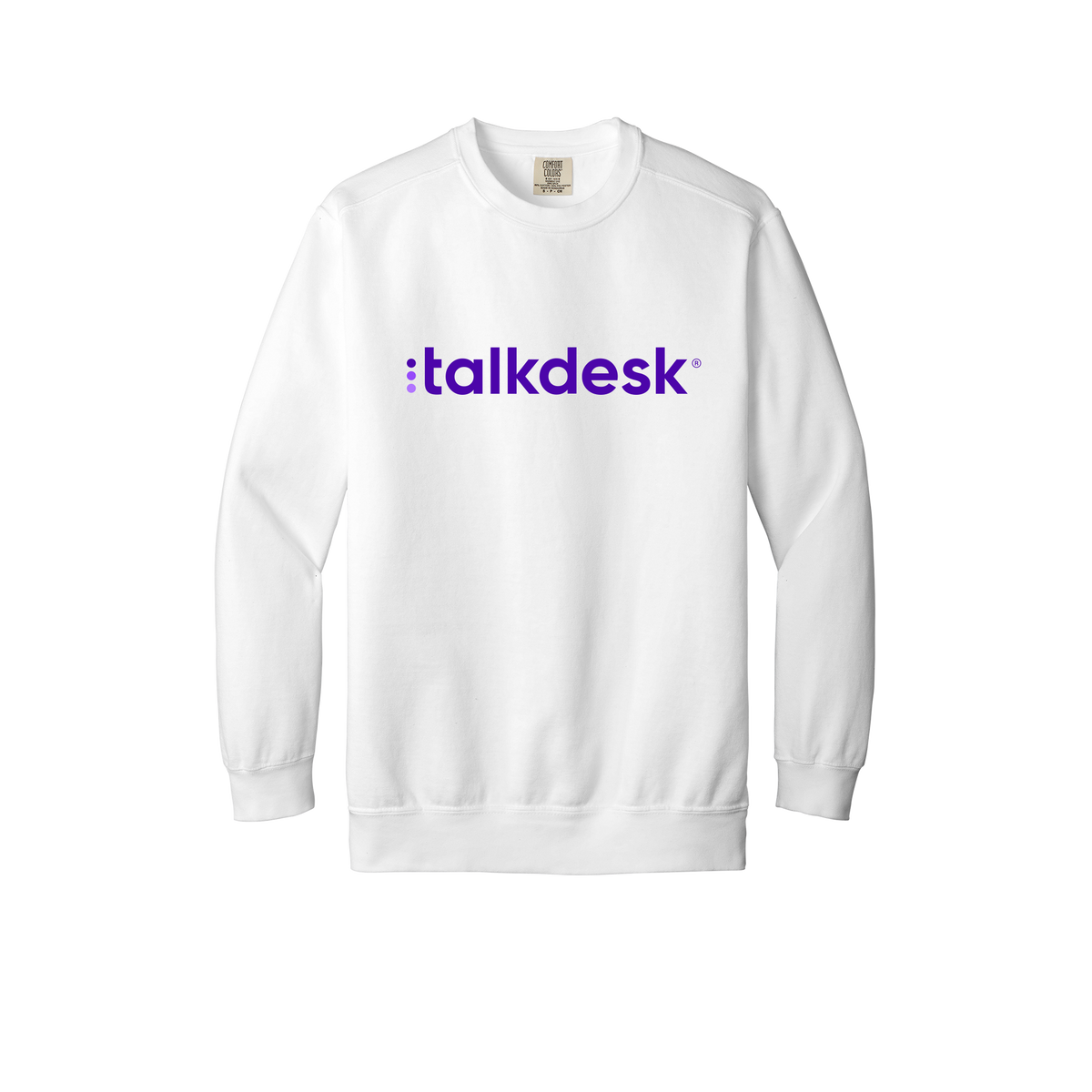 talkdesk-premium-comfort-crewneck-dtf-front-1566-white-flat-front