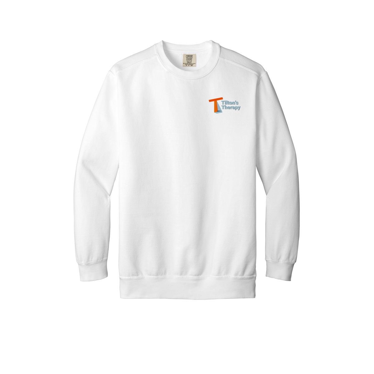 tiltonstherapy-premium-comfort-crewneck-dtf-leftchest-1566-white-flat-front