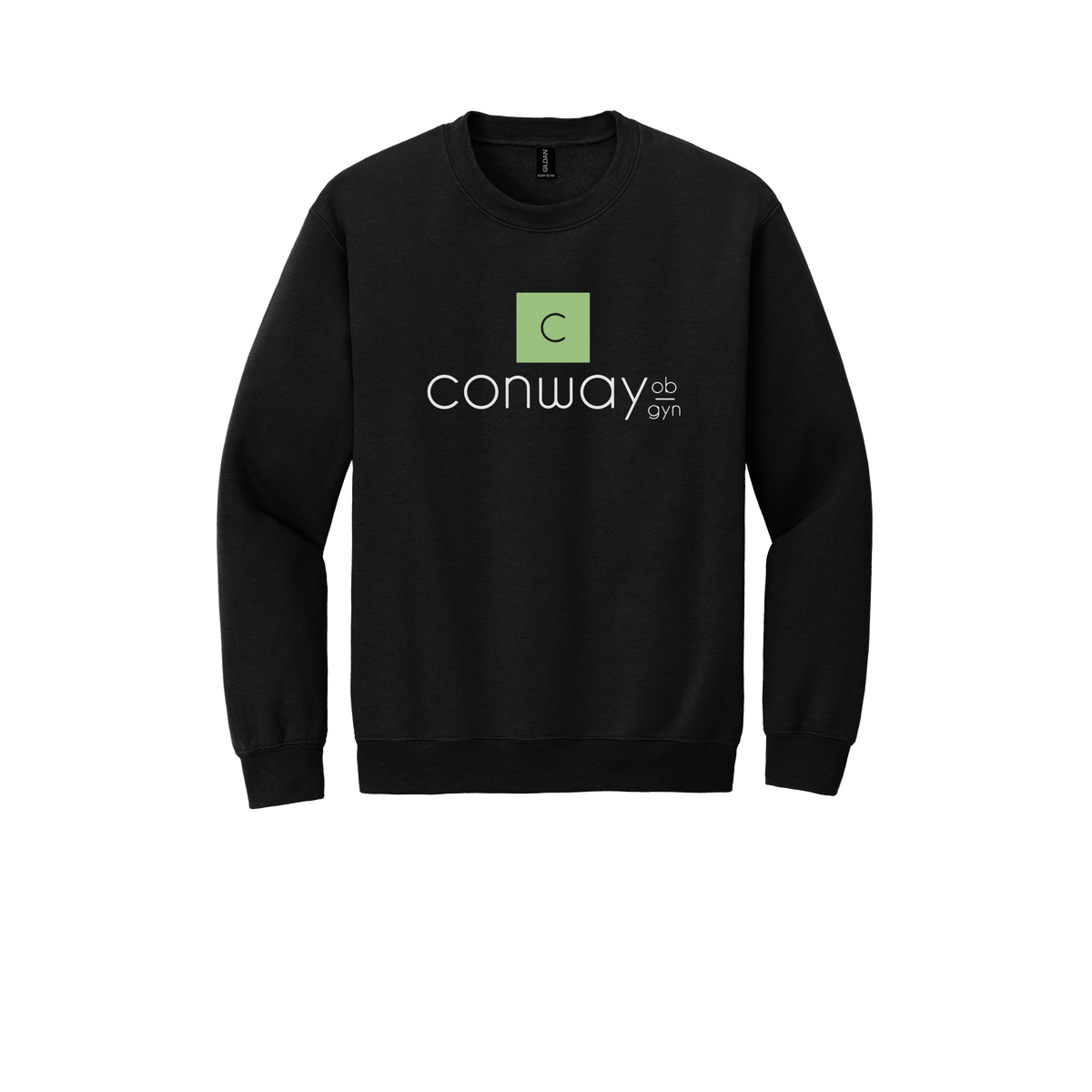 conwayobgyn-clinic-comfort-crewneck-dtf-front-18000-black-flat-front