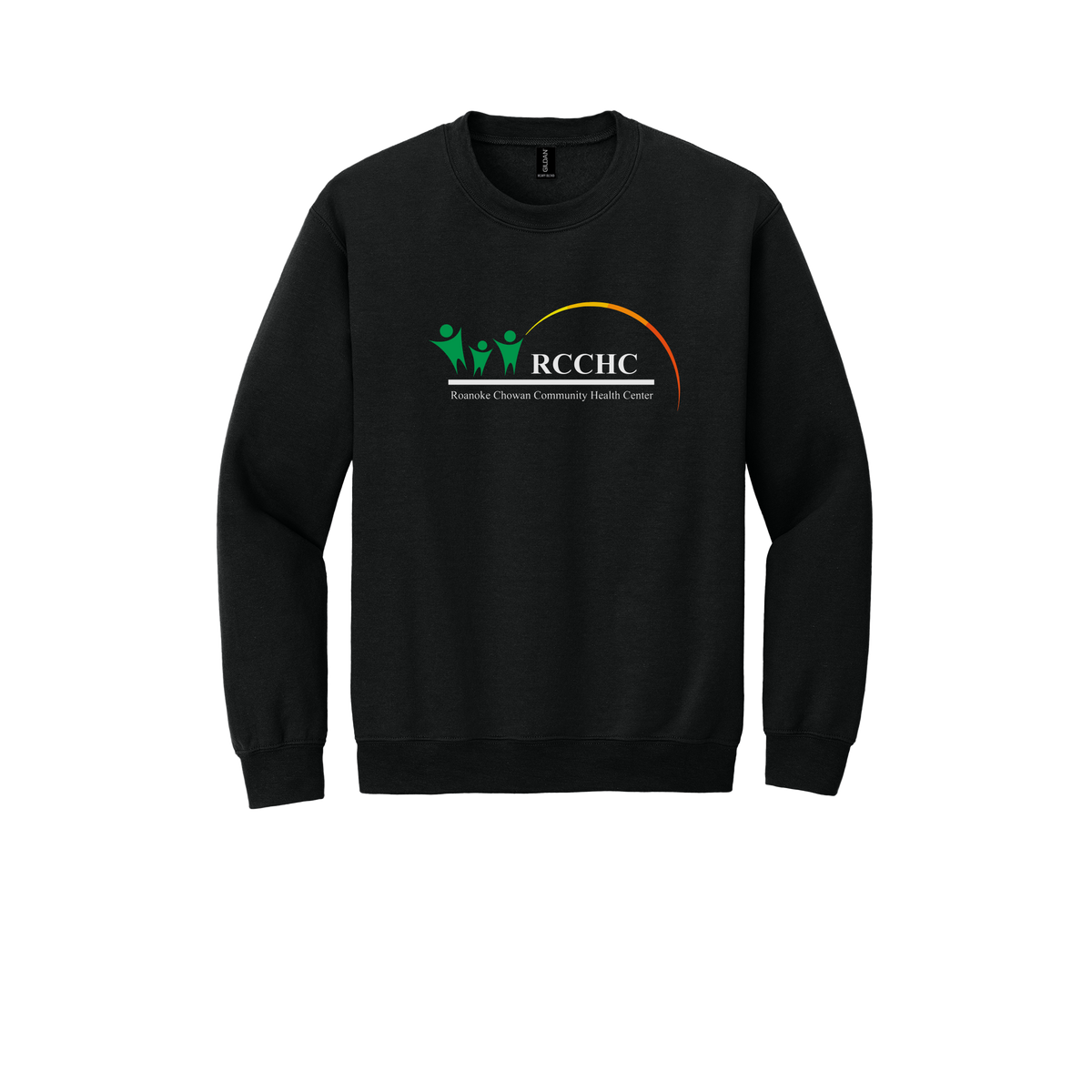 rcchc-clinic-comfort-crewneck-dtf-front-18000-black-flat-front