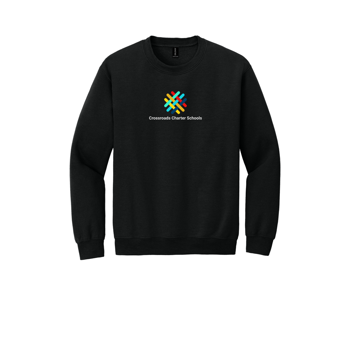 crossroadsschoolskc-comfort-crewneck-dtf-front-18000-black-flat-front