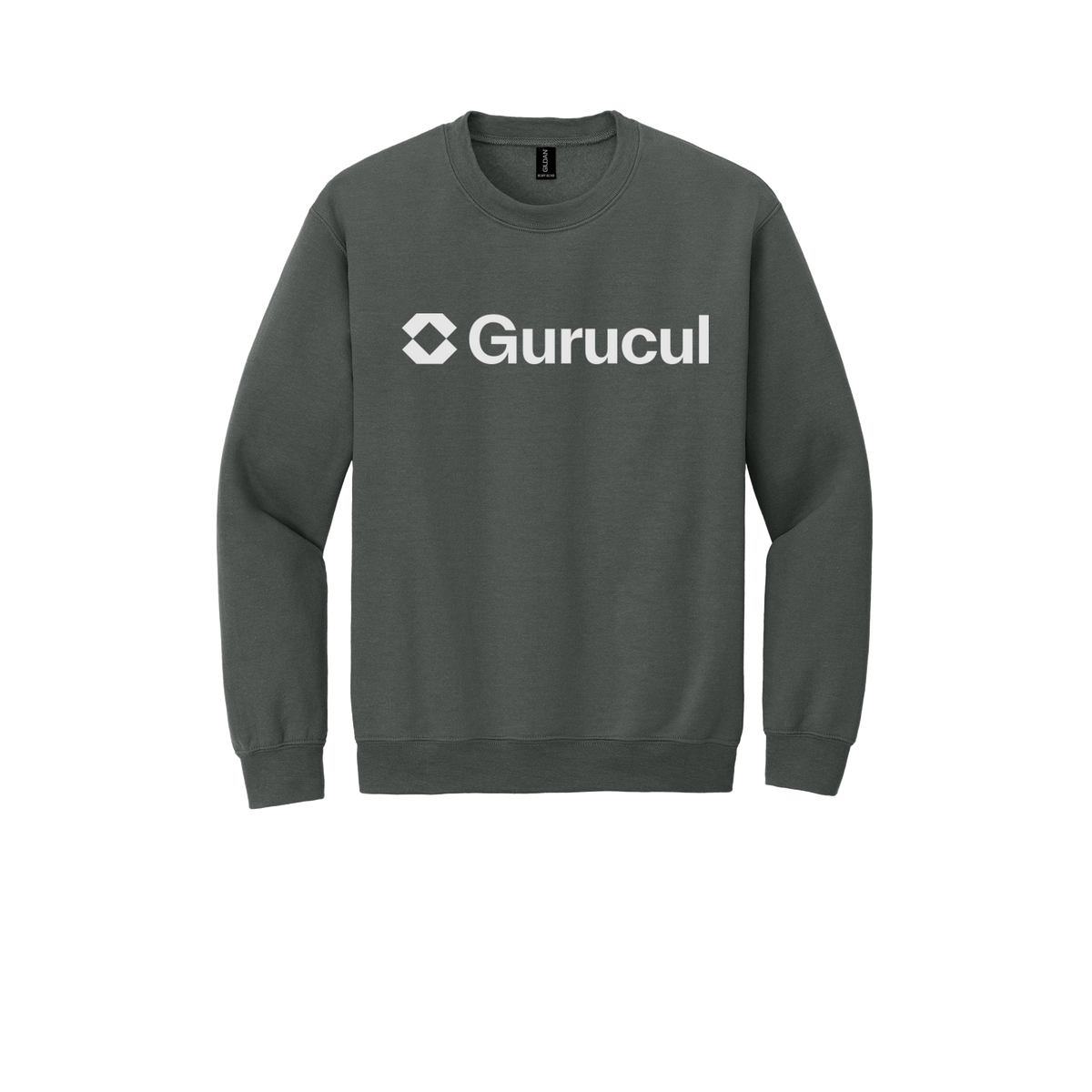 gurucul-comfort-crewneck-dtf-front-18000-charcoal-flat-front