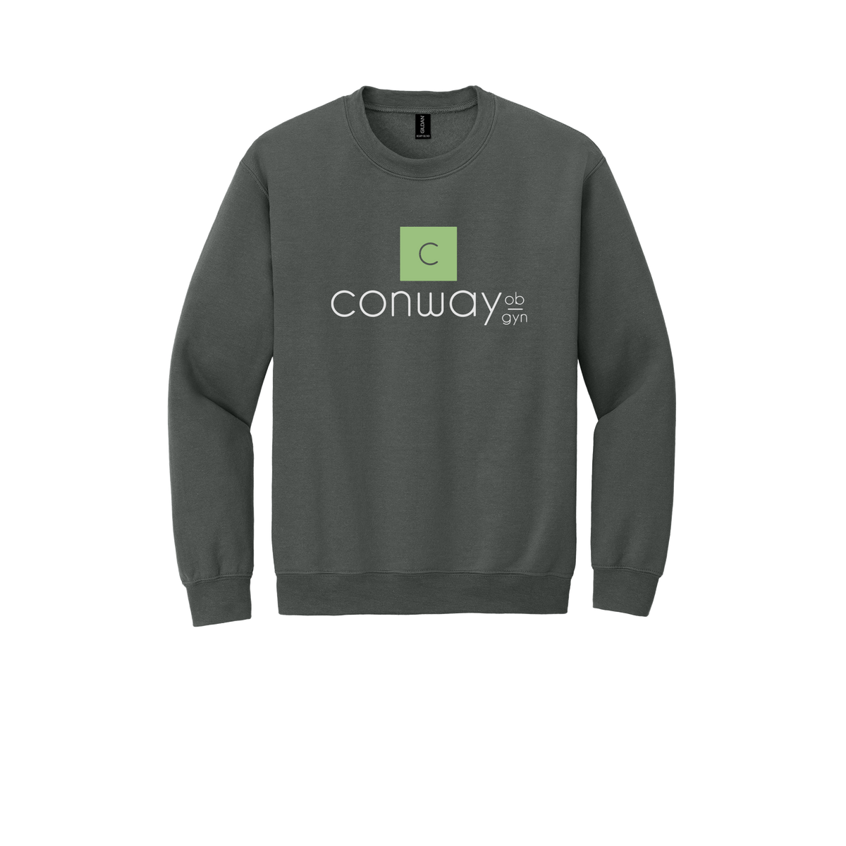 conwayobgyn-clinic-comfort-crewneck-dtf-front-18000-charcoal-flat-front