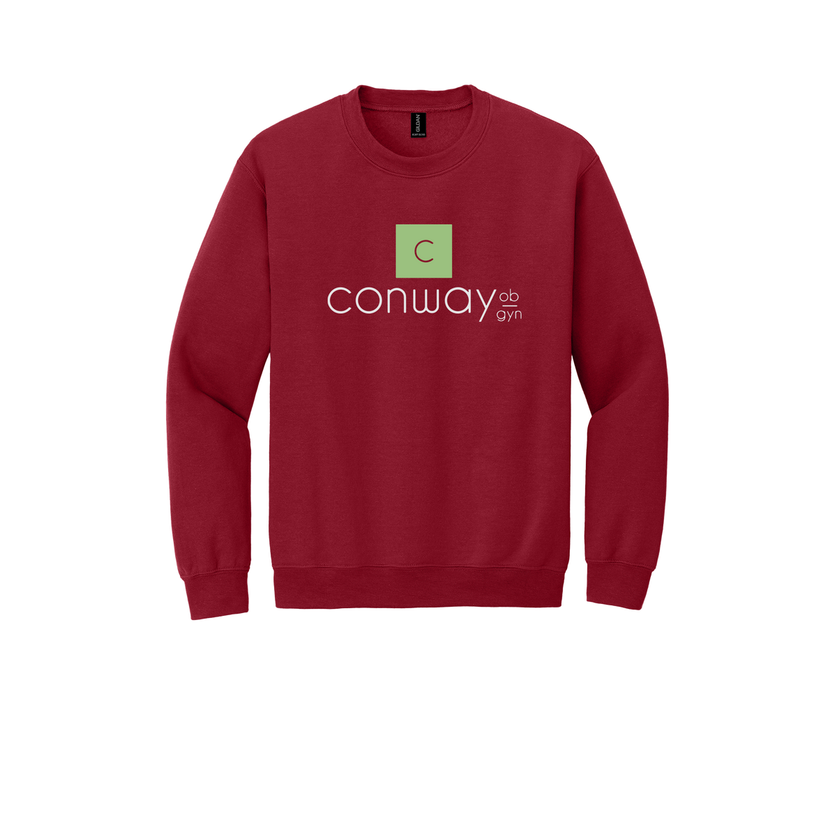 conwayobgyn-clinic-comfort-crewneck-dtf-front-18000-cherryred-flat-front