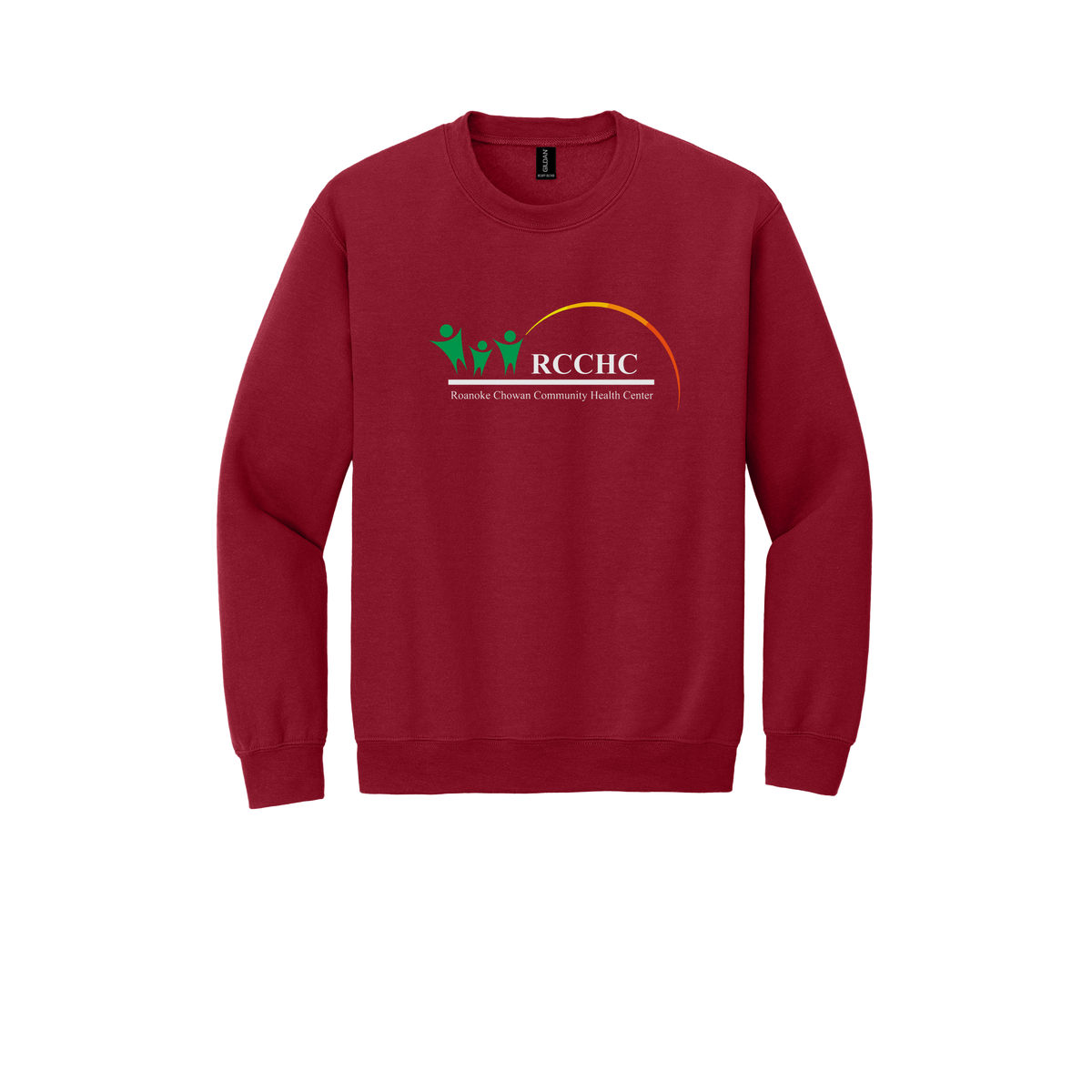 rcchc-clinic-comfort-crewneck-dtf-front-18000-cherryred-flat-front