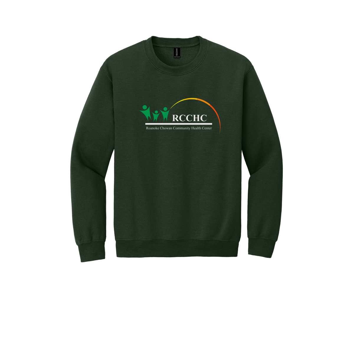 rcchc-clinic-comfort-crewneck-dtf-front-18000-forestgreen-flat-front