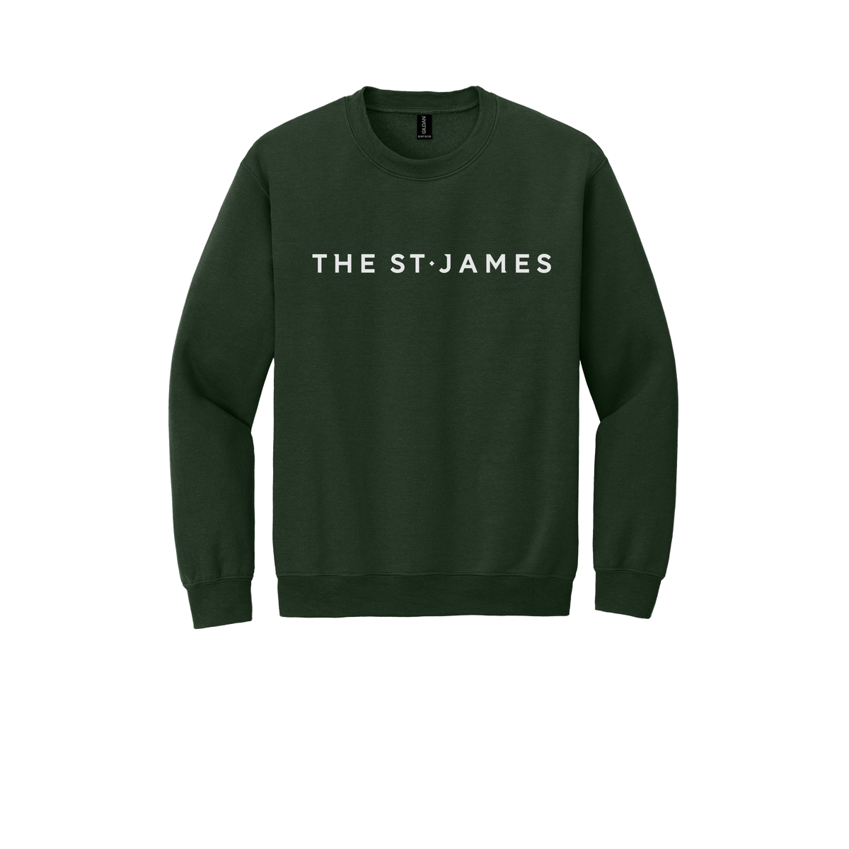 thestjames-comfort-crewneck-dtf-front-18000-forestgreen-flat-front