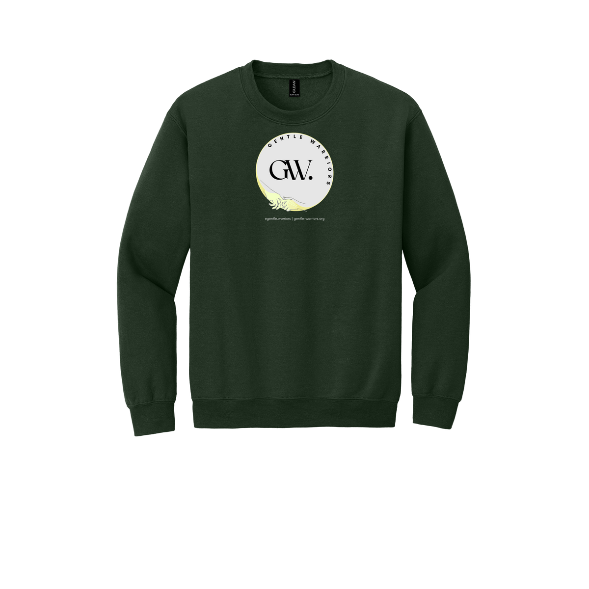 gentle-warriors-comfort-crewneck-dtf-front-18000-forestgreen-flat-front