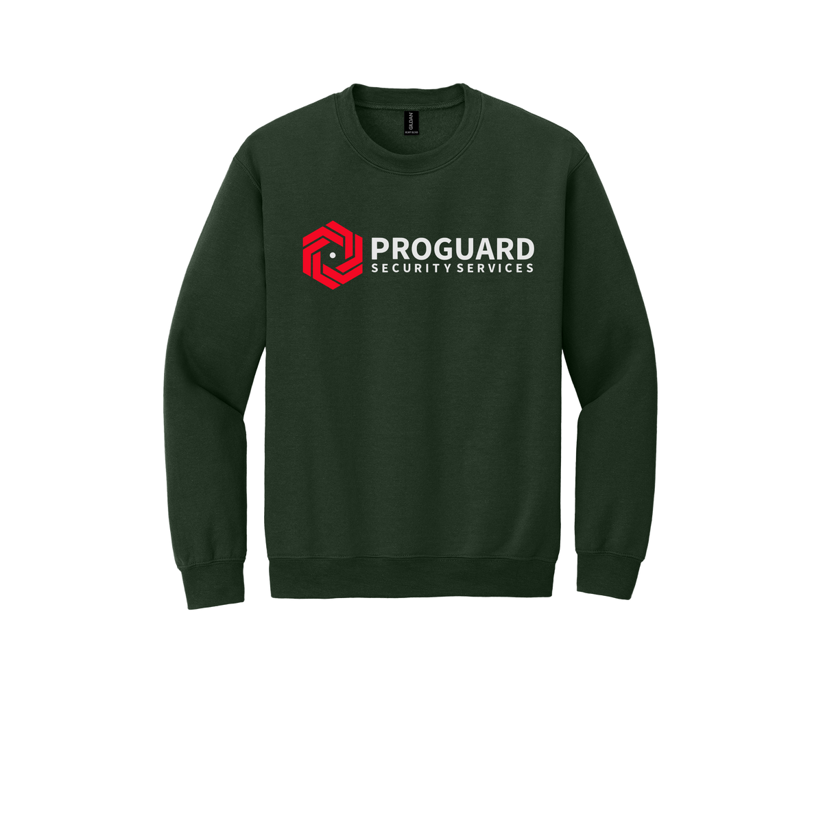 proguardsecurityservices-comfort-crewneck-dtf-front-18000-forestgreen-flat-front