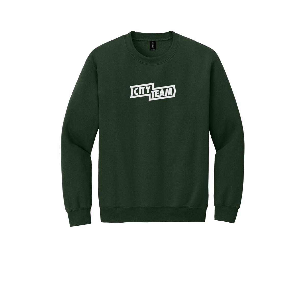 cityteam-comfort-crewneck-dtf-front-18000-forestgreen-flat-front