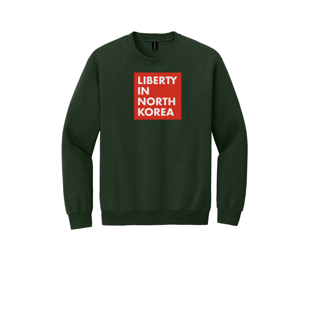 libertyinnorthkorea-comfort-crewneck-dtf-front-18000-forestgreen-flat-front