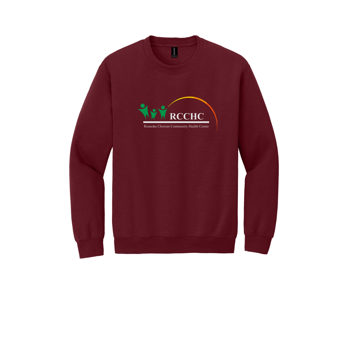 rcchc-clinic-comfort-crewneck-dtf-front-18000-garnet-flat-front