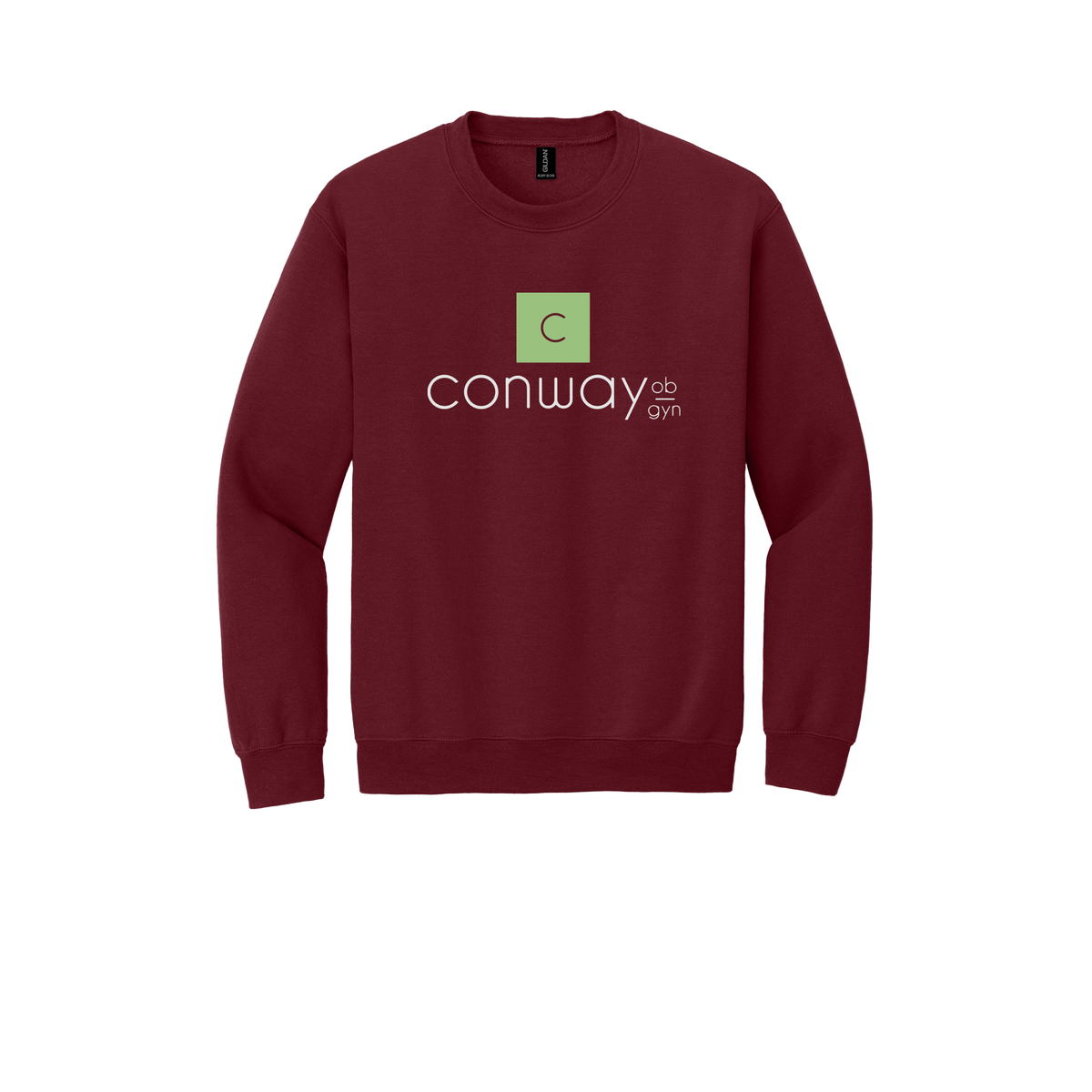 conwayobgyn-clinic-comfort-crewneck-dtf-front-18000-garnet-flat-front
