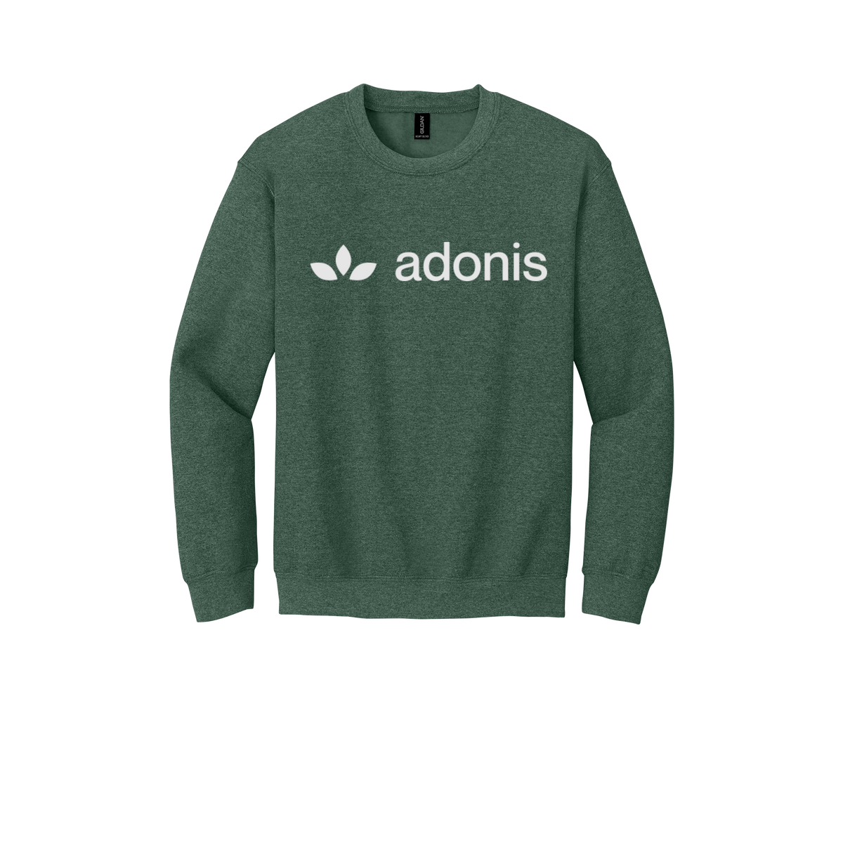 adonis-comfort-crewneck-dtf-front-18000-heathersportdarkgreen-flat-front