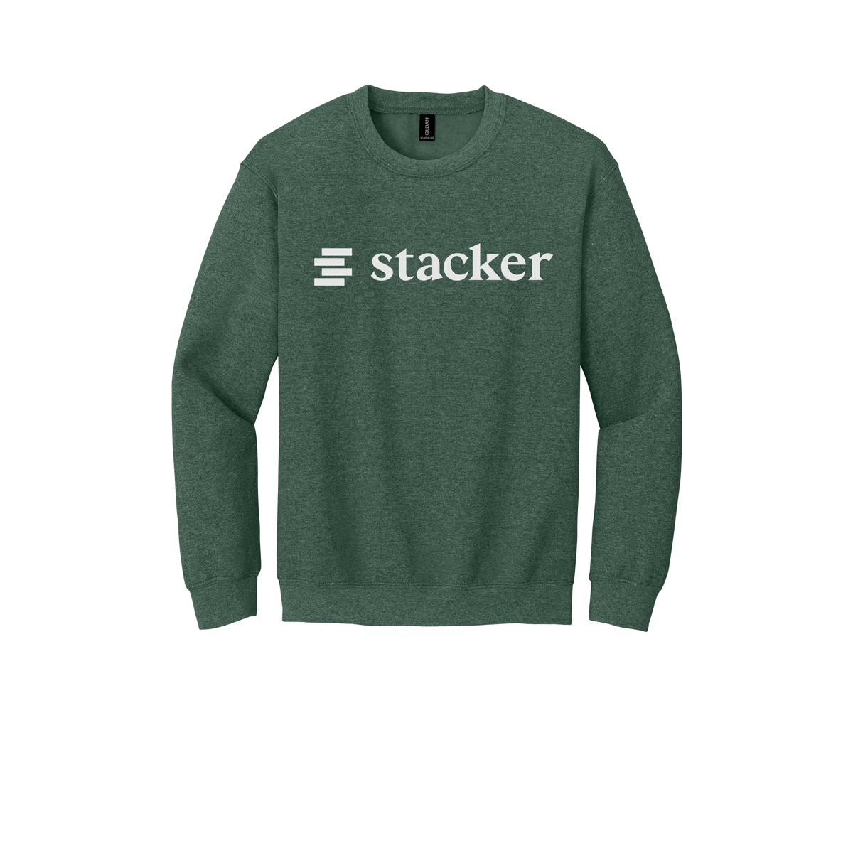 stacker-comfort-crewneck-dtf-front-18000-heathersportdarkgreen-flat-front