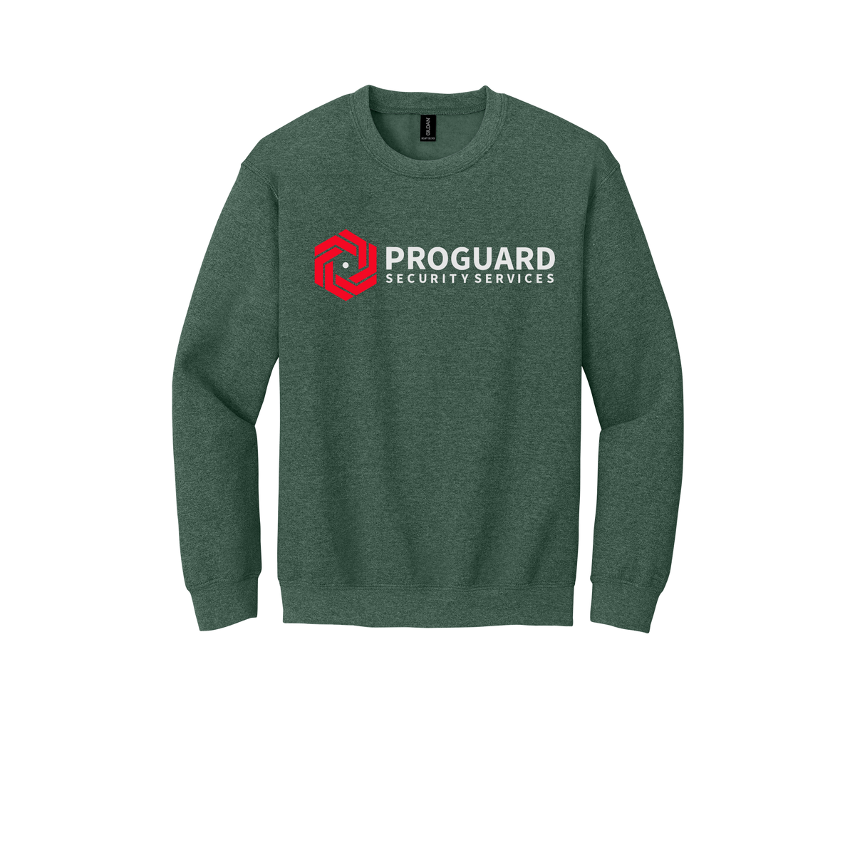 proguardsecurityservices-comfort-crewneck-dtf-front-18000-heathersportdarkgreen-flat-front