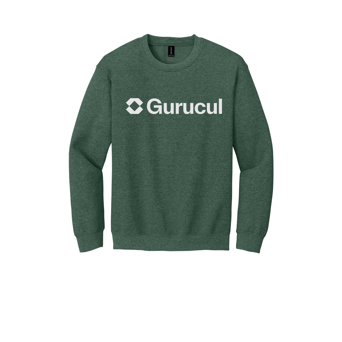 gurucul-comfort-crewneck-dtf-front-18000-heathersportdarkgreen-flat-front