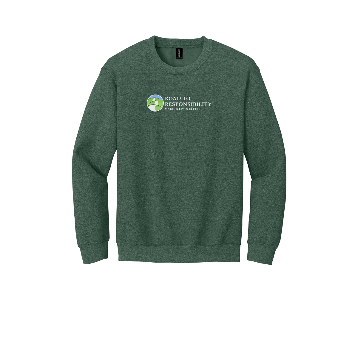 roadtoresponsibility-comfort-crewneck-dtf-front-18000-heathersportdarkgreen-flat-front