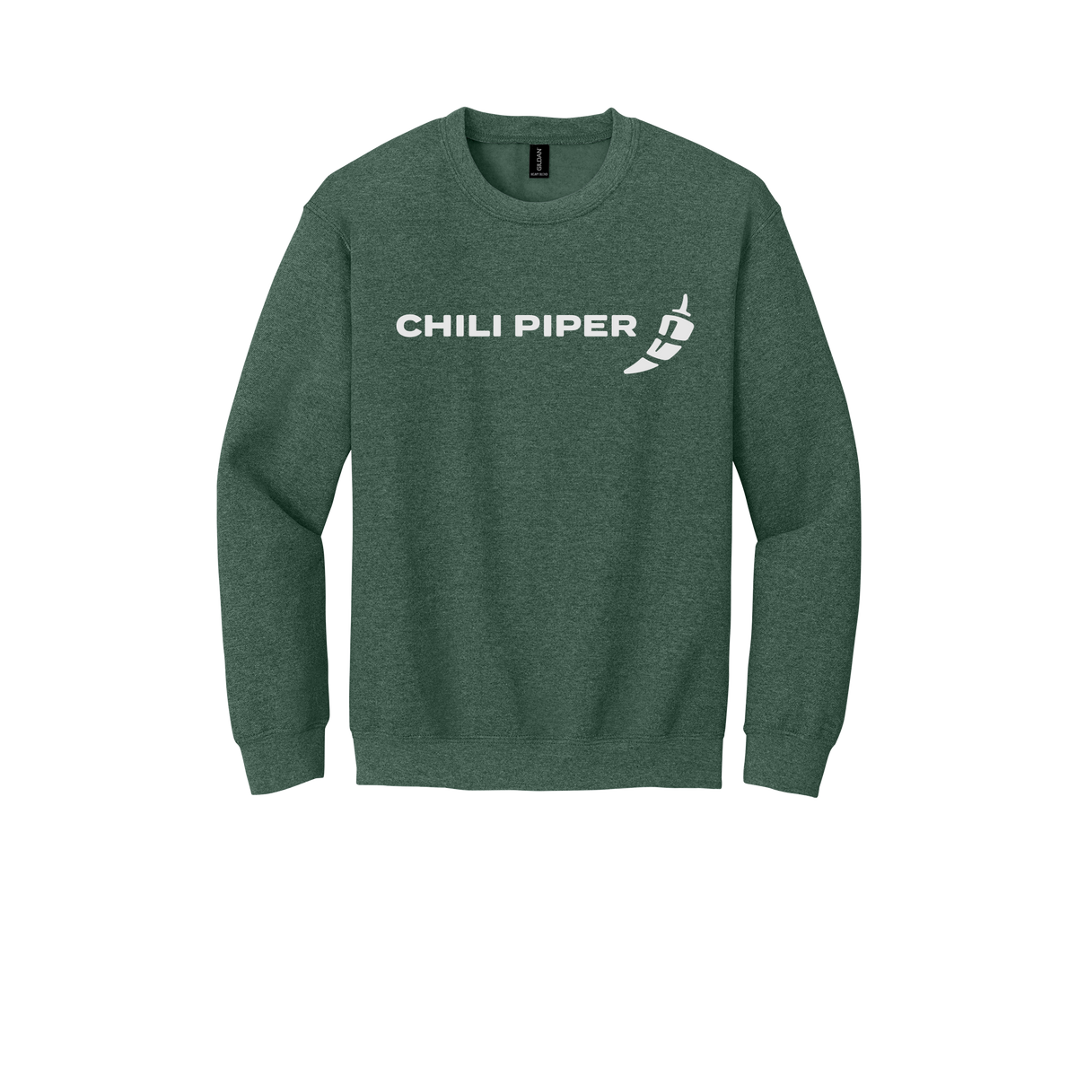 chilipiper-comfort-crewneck-dtf-front-18000-heathersportdarkgreen-flat-front