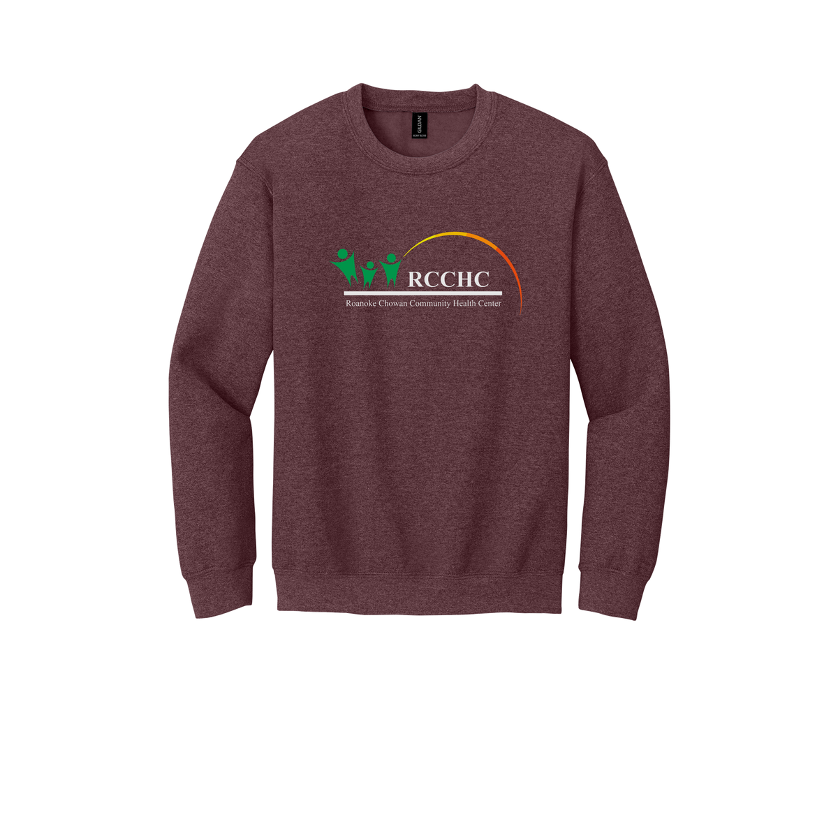 rcchc-clinic-comfort-crewneck-dtf-front-18000-heathersportdarkmaroon-flat-front