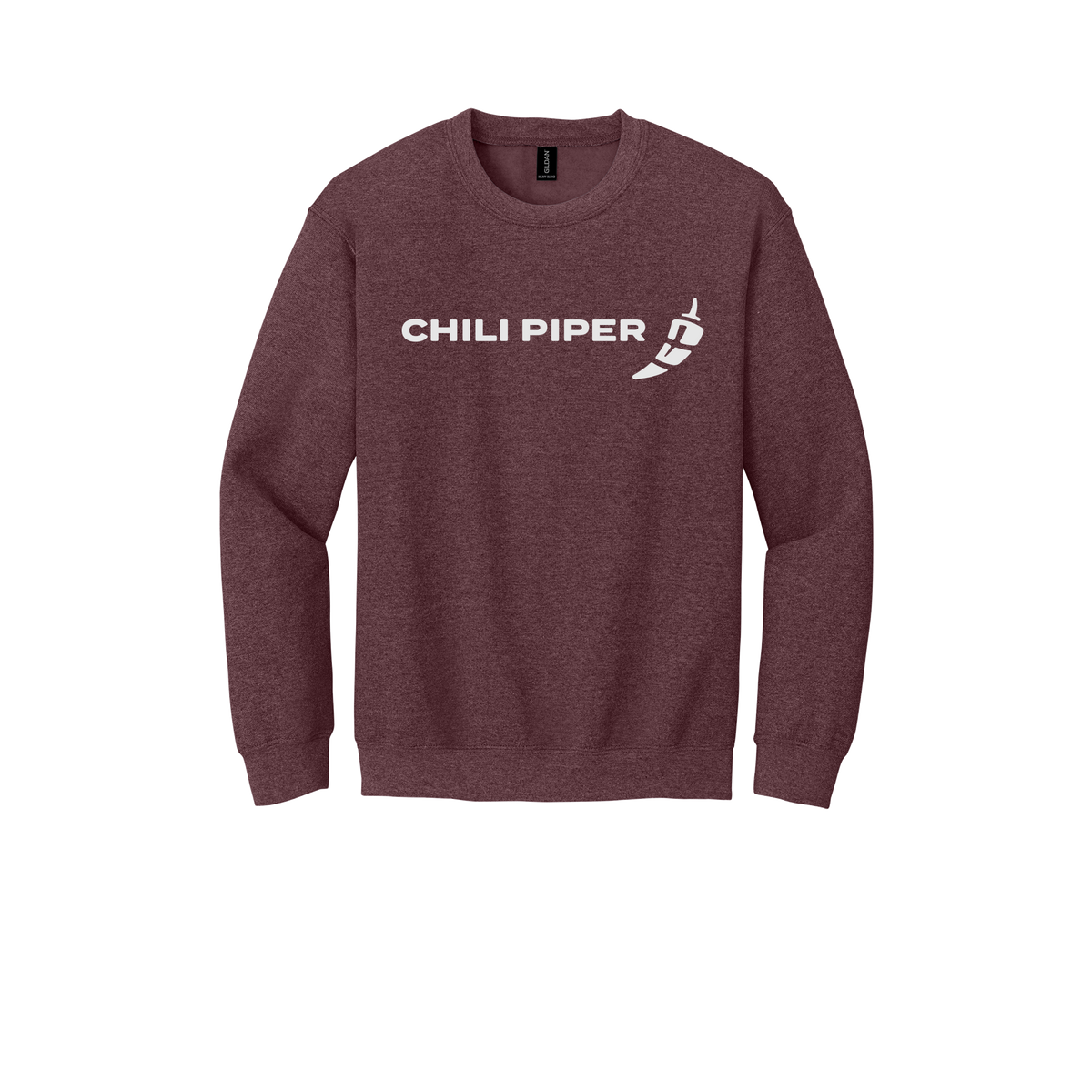 chilipiper-comfort-crewneck-dtf-front-18000-heathersportdarkmaroon-flat-front