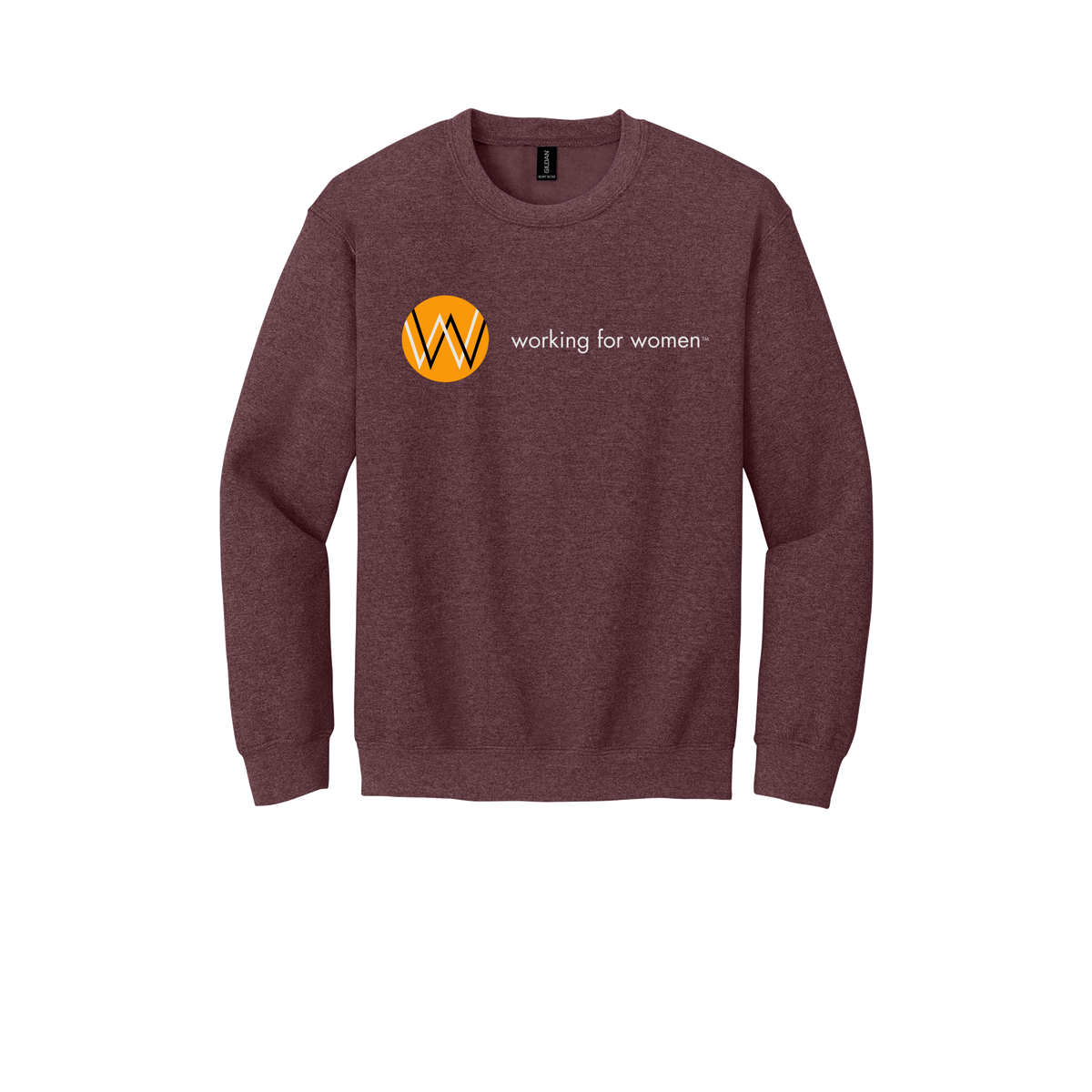 workingforwomen-comfort-crewneck-dtf-front-18000-heathersportdarkmaroon-flat-front